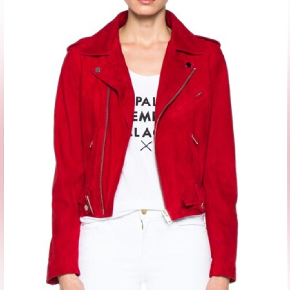 Each X Other Suede Red Yelena Noah Biker Jacket